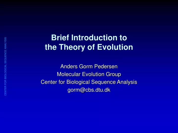brief introduction to the theory of evolution