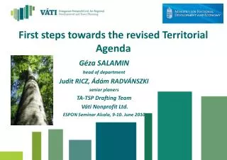 First steps towards the r evis ed Territorial Agenda