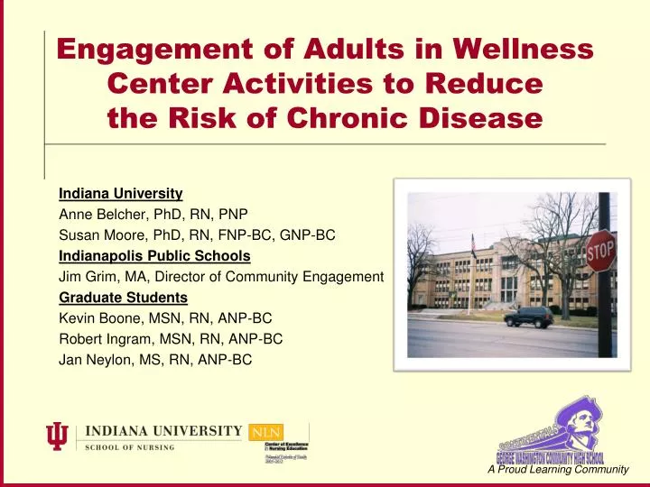 engagement of adults in wellness center activities to reduce the risk of chronic disease