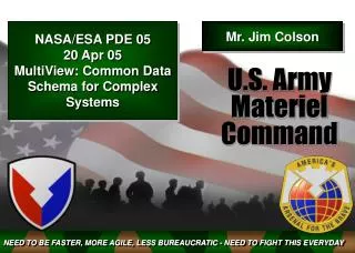 NASA/ESA PDE 05 20 Apr 05 MultiView: Common Data Schema for Complex Systems