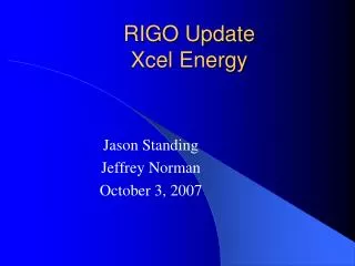 RIGO Update Xcel Energy