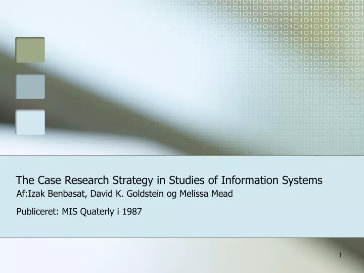 the case research strategy in studies of information systems