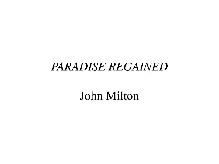 paradise regained john milton
