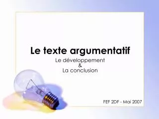 le texte argumentatif