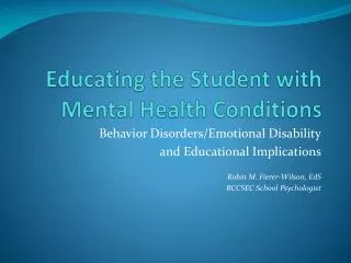 educating the student with mental health conditions