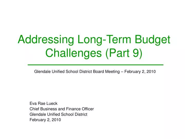 addressing long term budget challenges part 9