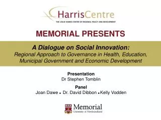 Presentation Dr Stephen Tomblin Panel Joan Dawe ? Dr. David Dibbon ? Kelly Vodden