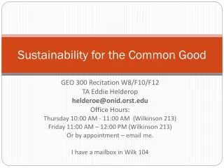 Sustainability for the Common Good