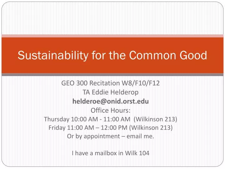 sustainability for the common good