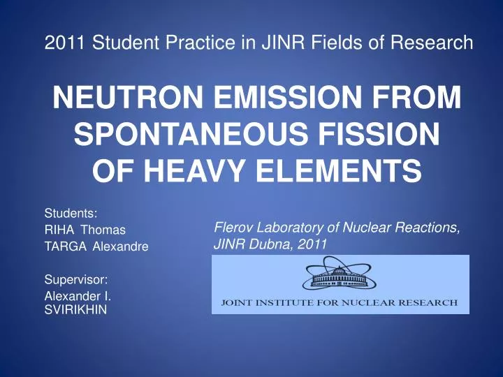 neutron emission from spontaneous fission of heavy elements