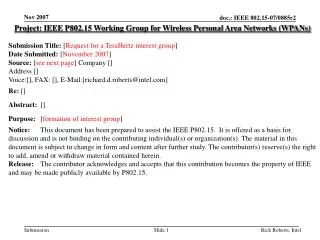 Project: IEEE P802.15 Working Group for Wireless Personal Area Networks (WPANs)