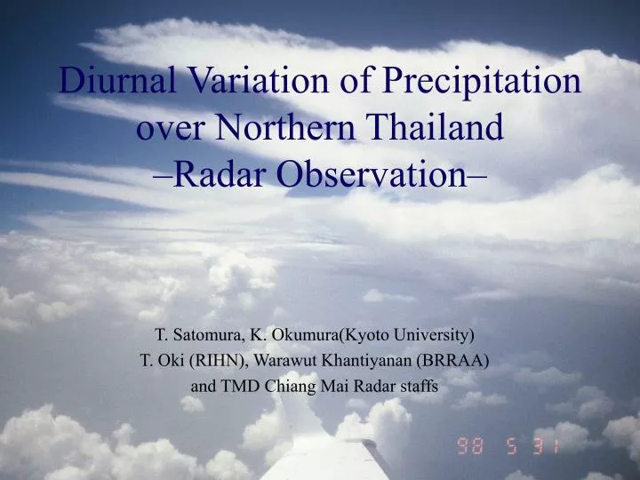diurnal variation of precipitation over northern thailand radar observation