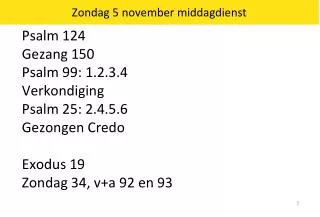 zondag 5 november middagdienst