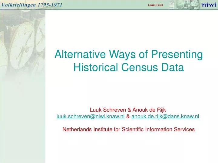 alternative ways of presenting historical census data