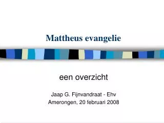 mattheus evangelie