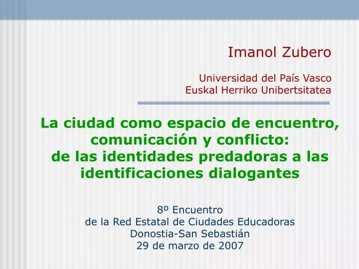 imanol zubero universidad del pa s vasco euskal herriko unibertsitatea