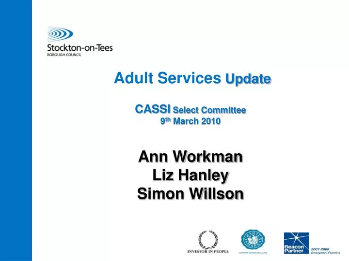 adult services update cassi select committee 9 th march 2010