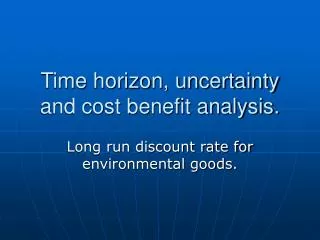 Time horizon, uncertainty and cost benefit analysis.