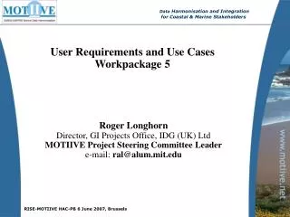 User Requirements and Use Cases Workpackage 5