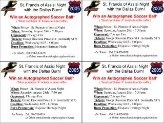 St. Francis of Assisi Night with the Dallas Burn!