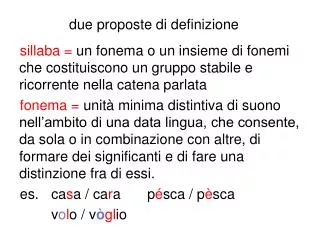 due proposte di definizione