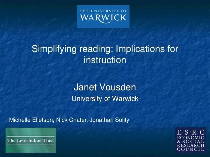 simplifying reading implications for instruction