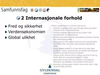 2 internasjonale forhold