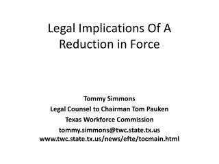 Legal Implications Of A Reduction in Force