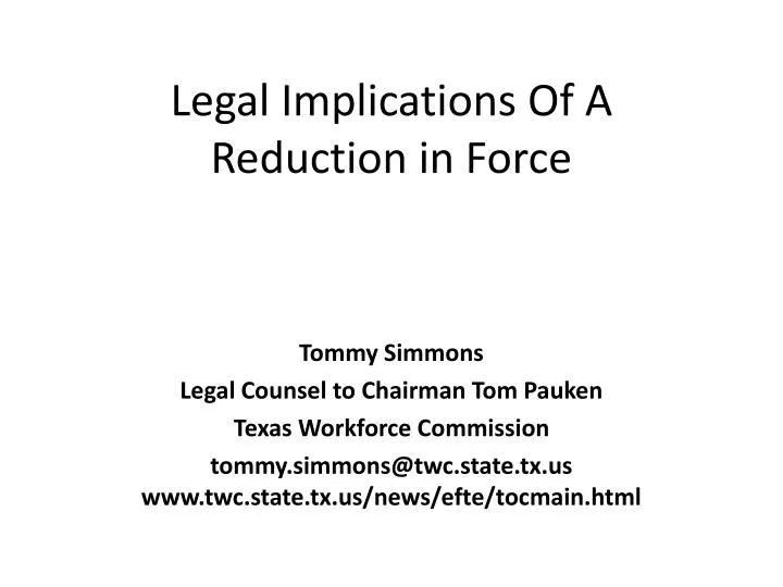 legal implications of a reduction in force