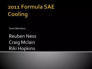 2011 Formula SAE Cooling