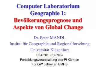 computer laboratorium geographie 1 bev lkerungsprognose und aspekte von global change