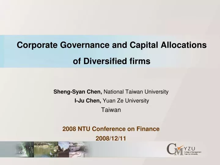 corporate governance and capital allocations of diversified firms