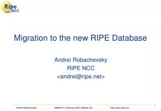 Migration to the new RIPE Database