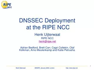 DNSSEC Deployment at the RIPE NCC