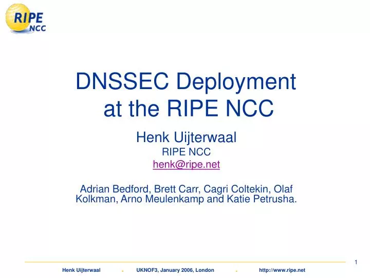 dnssec deployment at the ripe ncc