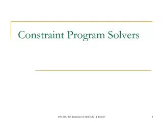 Constraint Program Solvers