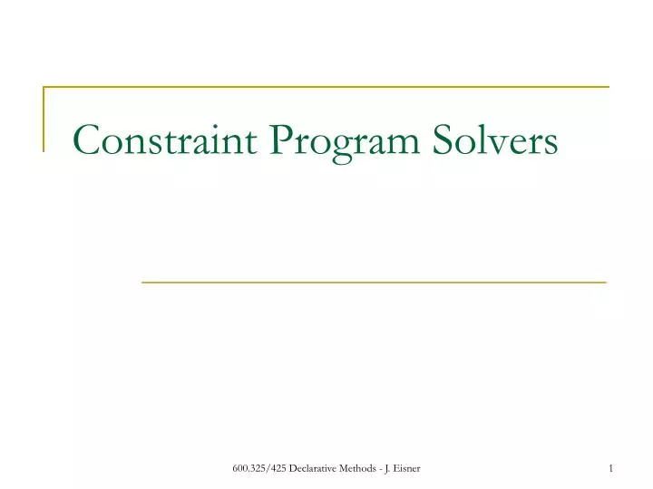 constraint program solvers