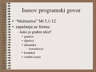 isusov programski govor
