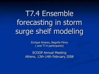 T7.4 Ensemble forecasting in storm surge shelf modeling