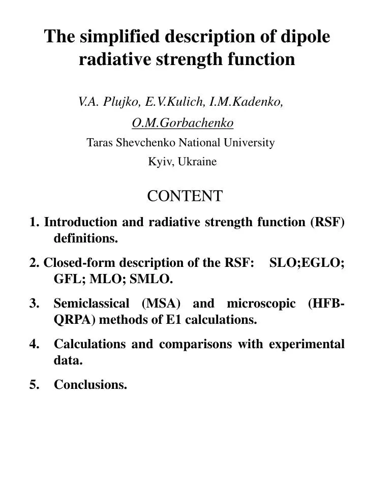 the simplified description of dipole radiative strength function