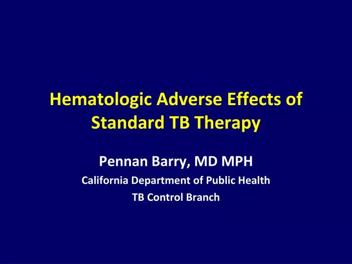 hematologic adverse effects of standard tb therapy