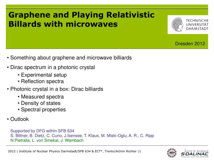 graphene and playing relativistic billards with microwaves