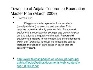 Township of Adjala-Tosorontio Recreation Master Plan (March 2006)