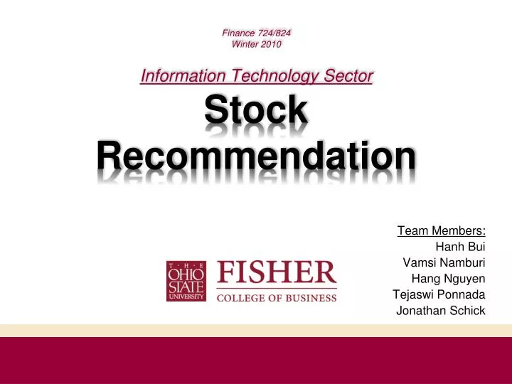 finance 724 824 winter 2010 information technology sector stock recommendation