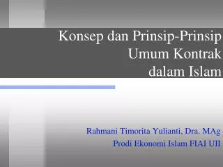 konsep dan prinsip prinsip umum kontrak dalam islam