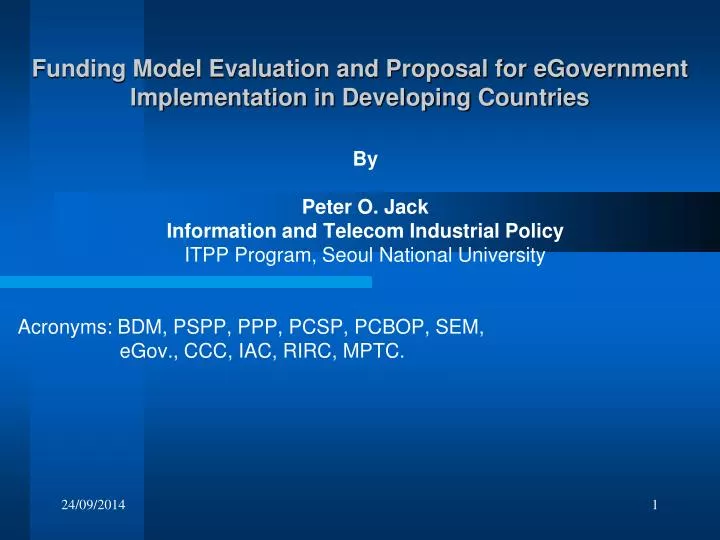 funding model evaluation and proposal for egovernment implementation in developing countries