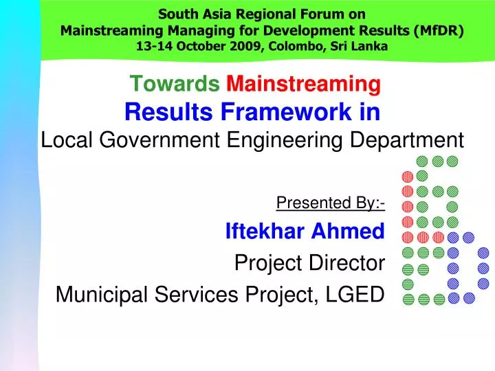 towards mainstreaming results framework in local government engineering department
