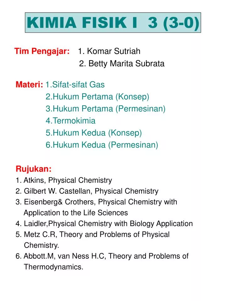 kimia fisik i 3 3 0