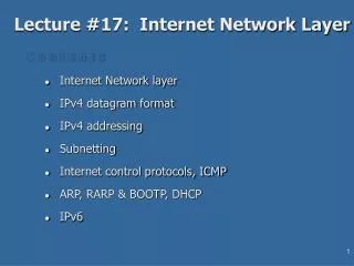 Lecture #17: Internet Network Layer