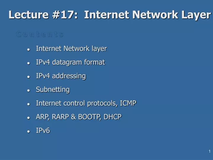 lecture 17 internet network layer